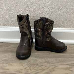 Realtree Kids Lil Dustin Brown Camo Western Boots Toddler Size 7M